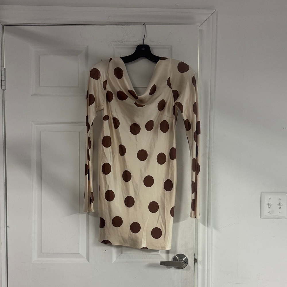 Free People Cream and Brown Polka Dot Mini Dress